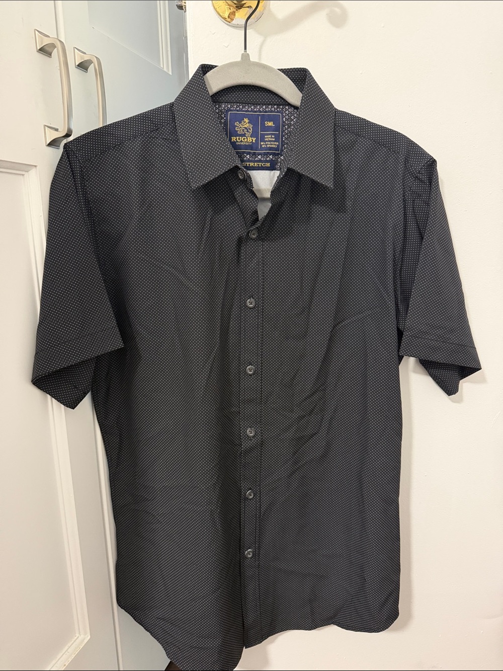 Short-Sleeve Black Microdot Button-Up Shirt